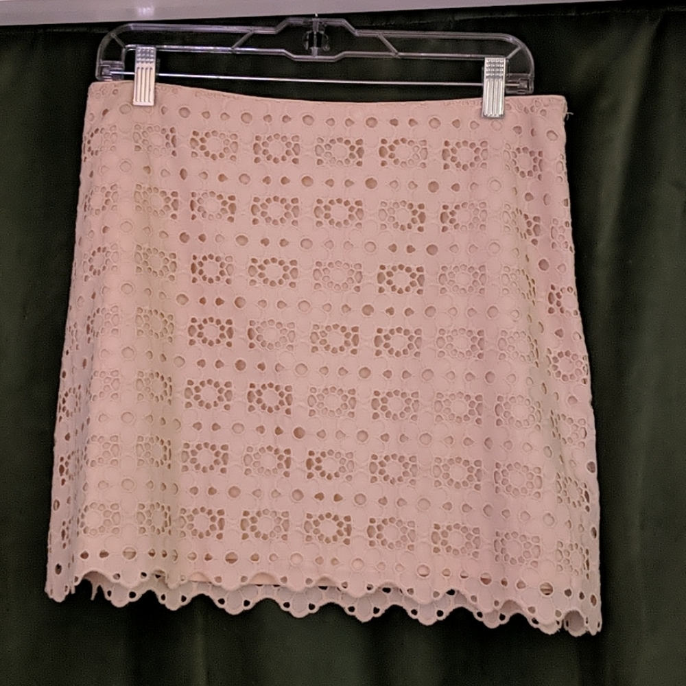 J Crew cream lace mini skirt, 8